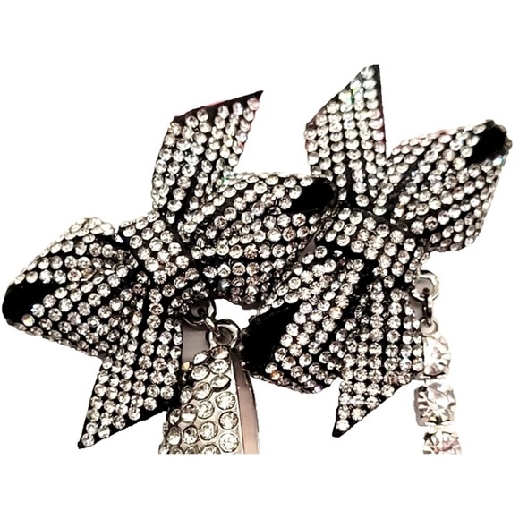 BETSEY JOHNSON Rhinestone High Heel Shoes & Bows Mismatched Dangle Earrings NWT - Picture 7 of 11